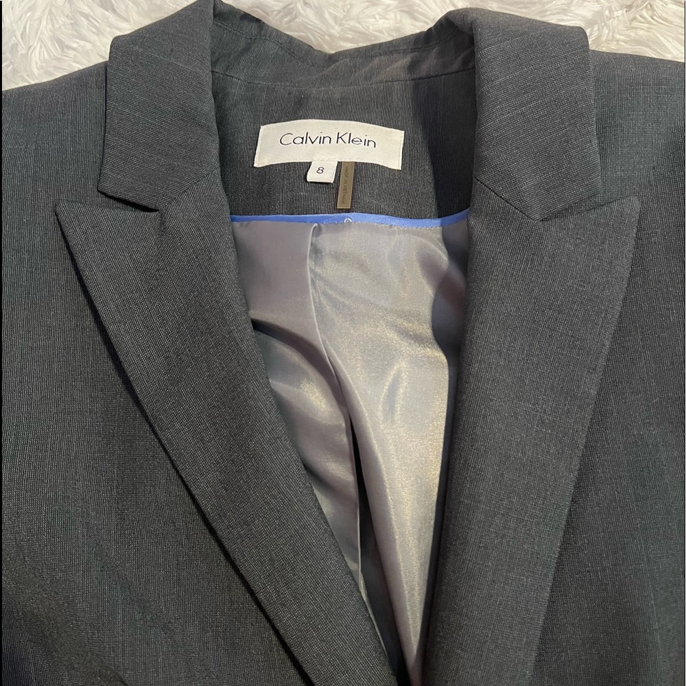 🔘Calvin Klein Dark Silver Professional Women’s Pantsuit w/Blazer and Trousers🔘